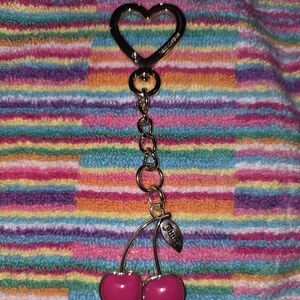 Juicy Couture Pink Cherry Heart Keychain/ Bag Charm